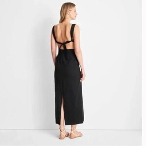 Never Worn! Black Linen Blend Back Tie Midi Maxi Dress